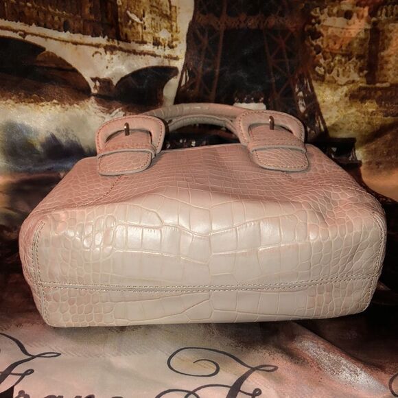 Cole Haan Mini Satchel Croc Print Embossed Leather Blush Pink Nude - Picture 5 of 16